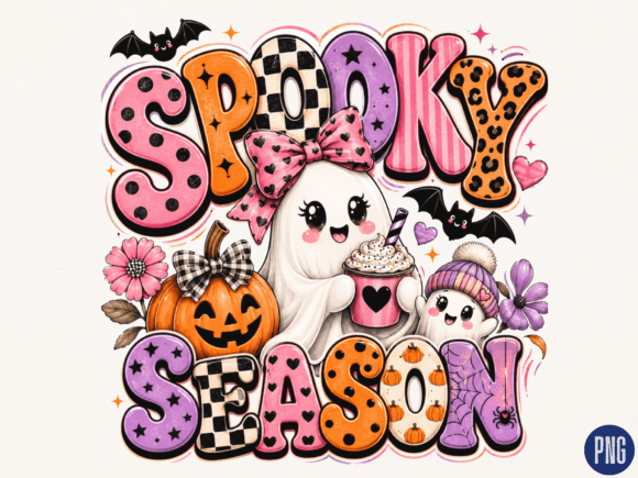 Download Cute Ghost Spooky Season Typography PNG - Graph Collection