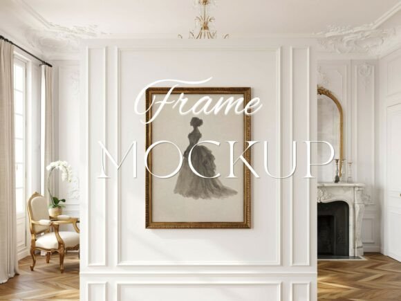 Download Classic Ornate Frame Mockup White Wall - White Collection