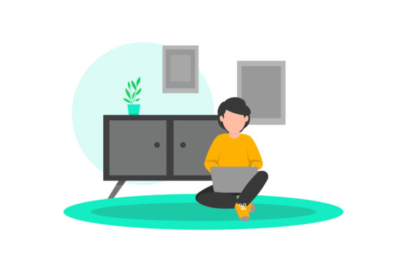 Download Illustration of Working with a Laptop - Work Collection